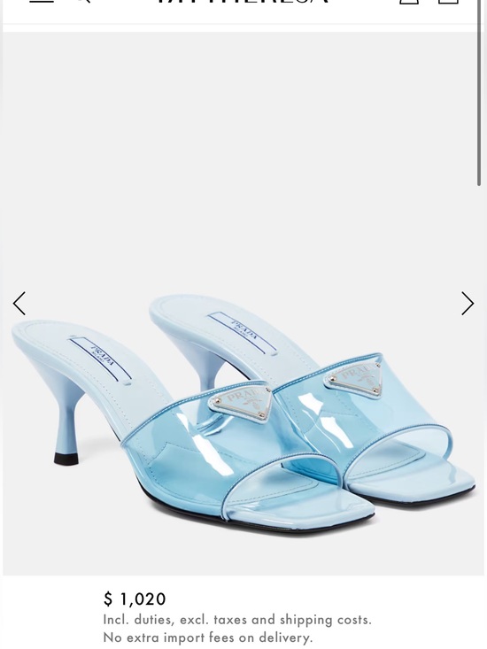 Prada Shoes - Prada Light Blue PVC Leather Slide Heels Miles Size 40 40.5
